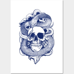 Skull Snake Illustration Posters and Art